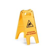 Panneau signalisation 2 parties "Attention sol glissant"