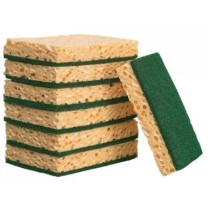 Eponge jaune abrasif vert 130 x 90 mm - Lot de 10 éponges