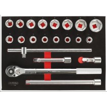 Module de 21 douilles et accessoires 3/4''