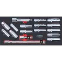 Module de 17 douilles longues et accessoires 1/2''