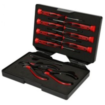 Coffret de 10 pinces et tournevis électroniques - 1.4 à 3 mm