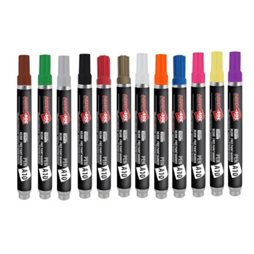 12 stylos-feutres permanents A10 pointe moyenne réversible - 10 ml
