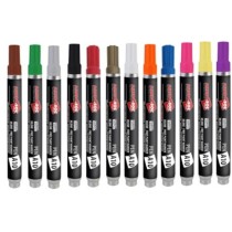 12 stylos-feutres permanents A10 pointe moyenne réversible - 10 ml