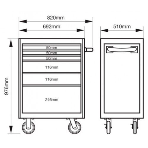 Servante « premium storage HUB » E77 66 cm avec 6 tiroirs 1477K6