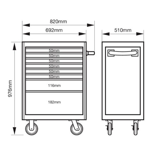 Servante « Premium Storage HUB » E77 66 cm avec 8 tiroirs 1477K8