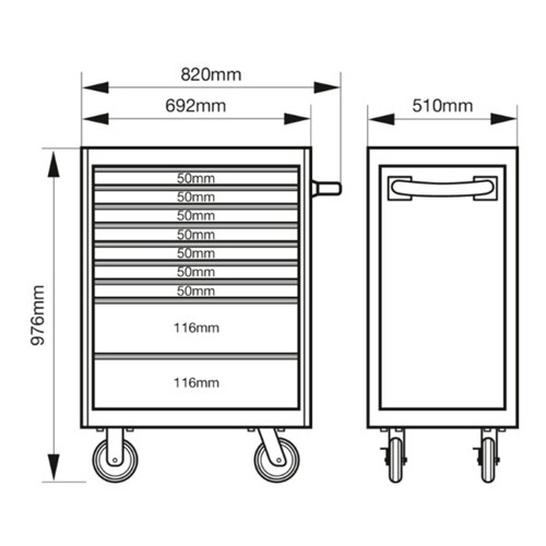 Servante « Premium Storage HUB » E77 66 cm avec 9 tiroirs 1477K9