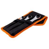 Jeu de 3 clés polygonales à cliquet 4 en 1 avec pochette