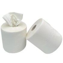 Lot de 2 bobines d'essuyage blanche pure ouate T.1000